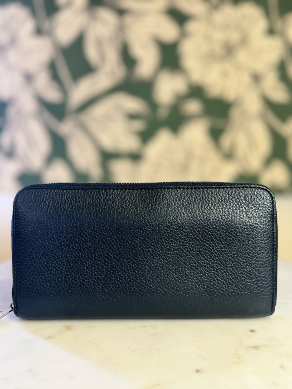 Loewe Navy Blue Leather Zip-Around Wallet EUC